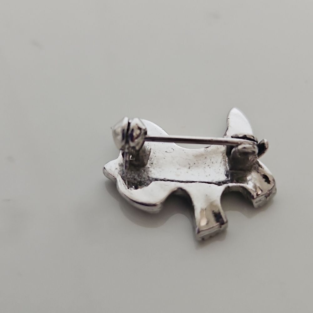 Pooch Dog Pin With Rhinestones Silver - Picture 6 of 16